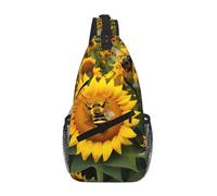 GaxfjRu Sunflower Bees print Small Sling Backpack Crossbody Sling Bag, Chest Bag Daypack Fanny Pack for Outdoors