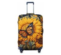 GaxfjRu Sunflower Butterfly Print Suitcase Cover Protector Travel Luggage Cover Suitcase Washable Baggage Covers Anti-Scratch