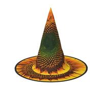 GaxfjRu Sunflower Pattern Print Halloween Witch Hat, Witch Costume Accessory For Halloween Cosplay Party Holiday Decoration 3pcs