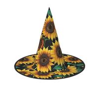 GaxfjRu Sunflower Print Halloween Witch Hat, Witch Costume Accessory For Halloween Cosplay Party Holiday Decoration 3pcs
