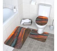 GaxfjRu Sunset at The Beach Printed Bathroom Rugs Set, Flannel Non Slip Bath Mats, Absorbent Toilet Rugs, For Master Suite