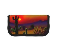 GaxfjRu Sunset Cactus in Desert Cute Dot Canvas Pencil Pouch Organized Storage for Picnics & Daily Use Makeup Pouch, Pencil Holder