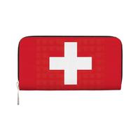 GaxfjRu Swiss Flag Print Small Leather Wallet for Women, Ladies Credit Card Holder Women's Pocket Purse
