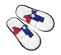 GaxfjRu Texas State Flag Map Plush Winter Slippers for Indoor Use, Soft Warm House Slippers for Guests and Home Comfort Unisex, Black, 5