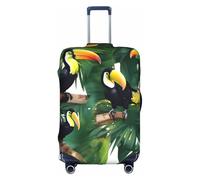 GaxfjRu Toucans Parrot Palm Tree Leaves Printed Suitcase Skin, Durable Baggage Wrap, High Elasticity Travel Sleeve, for Suitcase Safety