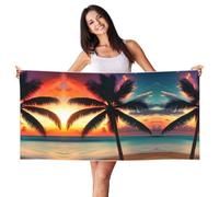 GaxfjRu Tropical Beach Palm Tree Sunset Print Beach Towel,Swim Towel Bath Towel for Travel Camping Towel Sports Pool Quick Dry