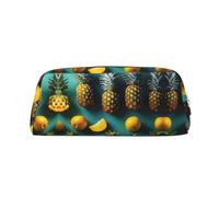 GaxfjRu Tropical Fruit Pineapple Leather three-dimensional portable pen case -PVC lined polyester makeup bag coin wallet special pencil case