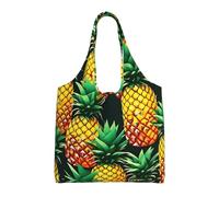 GaxfjRu Tropical Fruit Pineapples Large Canvas Tote Bag For Women, Reusable Grocery Shopping Bag, Everyday Carryall For Work