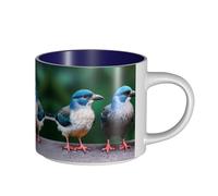 GaxfjRu Two Birds Print Handmade Ceramic Mugs, Large Capacity Thick Wall Mugs, with C-Handle for Coffee Tea and Gifts