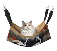 GaxfjRu Two Japanese Cranes Flying Traditional Painting Adjustable Cat Bed Hammock Perch For Window, Cozy Velvet Pet Sleeper And Lounge For Kittens