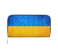 GaxfjRu Ukrainian flag print Men's Vintage Look Leather Long Wallet Checkbook Wallets,Ladies Credit Card Holder