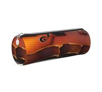GaxfjRu Violin Book Round Pencil Case Faux Leather - Storage for Pens, Pencils, Markers, Small Supplies Metal Zip with Leather