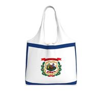 GaxfjRu West Virginia State Flag Large Canvas Tote Bag For Women, Reusable Grocery Shopping Bag, Everyday Carryall For Work
