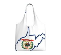 GaxfjRu West Virginia State Flag Map Large Canvas Tote Bag For Women, Reusable Grocery Shopping Bag, Everyday Carryall For Work
