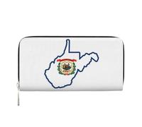 GaxfjRu West Virginia state Flag Map print Men's Vintage Look Leather Long Wallet Checkbook Wallets,Ladies Credit Card Holder