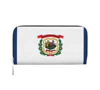 GaxfjRu West Virginia state flag print Men's Vintage Look Leather Long Wallet Checkbook Wallets,Ladies Credit Card Holder