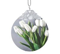 GaxfjRu White Tulips Flowers Xmas Home Decorations Ornaments, Hanging Christmas Tree Gift Pendant For Holiday Cheer