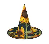 GaxfjRu Wild Flower Sunflower Print Halloween Witch Hat, Witch Costume Accessory For Halloween Cosplay Party Holiday Decoration 3pcs