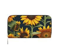 GaxfjRu Wild Flower Sunflower Print Small Leather Wallet for Women, Ladies Credit Card Holder Women's Pocket Purse