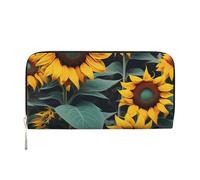 GaxfjRu Wild Flower Sunflowers Print Small Leather Wallet for Women, Ladies Credit Card Holder Women's Pocket Purse