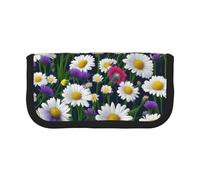 GaxfjRu Wild Flowers and Cornflowers Daisies Cute Dot Canvas Pencil Pouch Organized Storage for Picnics & Daily Use Makeup Pouch, Pencil Holder