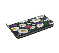 GaxfjRu Wild Flowers and Cornflowers Daisies Print Small Leather Wallet for Women, Ladies Credit Card Holder Women's Pocket Purse