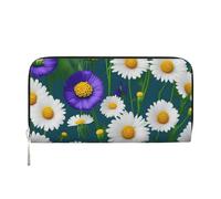 GaxfjRu Wild Flowers and Daisies Print Small Leather Wallet for Women, Ladies Credit Card Holder Women's Pocket Purse
