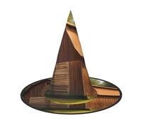 GaxfjRu Wooden Barn Countryside Print Halloween Witch Hat, Witch Costume Accessory For Halloween Cosplay Party Holiday Decoration 3pcs