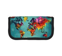 GaxfjRu World Map Cute Dot Canvas Pencil Pouch Organized Storage for Picnics & Daily Use Makeup Pouch, Pencil Holder