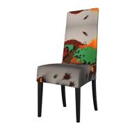 GaxfjRu World Map Made of Spices Printed Removable Chair Protector Elastic Seat Covers for Dining Room Party Celebration