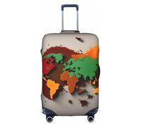 GaxfjRu World Map Made of Spices Printed Suitcase Skin, Durable Baggage Wrap, High Elasticity Travel Sleeve, for Suitcase Safety