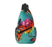 GaxfjRu World Map print Crossbody Bag for Women Men Sling Bag for Travel Hiking Crossbody Sling Backpack