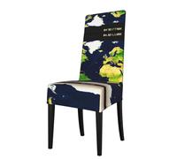 GaxfjRu World Map Printed Removable Chair Protector Elastic Seat Covers for Dining Room Party Celebration