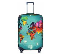 GaxfjRu World Map Printed Suitcase Skin, Durable Baggage Wrap, High Elasticity Travel Sleeve, for Suitcase Safety
