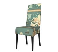 GaxfjRu World Map Retro Printed Removable Chair Protector Elastic Seat Covers for Dining Room Party Celebration