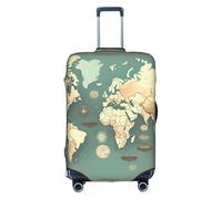 GaxfjRu World Map Retro Printed Suitcase Skin, Durable Baggage Wrap, High Elasticity Travel Sleeve, for Suitcase Safety
