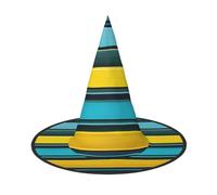 GaxfjRu Yellow And Blue Stripes Print Halloween Witch Hat, Witch Costume Accessory For Halloween Cosplay Party Holiday Decoration 3pcs