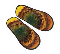 GaxfjRu You Are My Sunshine Sunflower Plush Winter Slippers for Indoor Use, Soft Warm House Slippers for Guests and Home Comfort Unisex, Black, 5