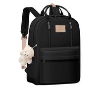 GAXOS Cute Backpack for School Aesthetic Backpack Purse for Women Girls White Book Bag Korea Style Bookbag, Black, 12.6"L x 4.7"W x 16.5"H, Classic