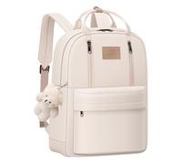 GAXOS Cute Backpack for School Aesthetic Backpack Purse for Women Girls White Book Bag Korea Style Bookbag, White, Classic