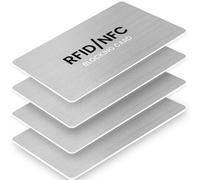 GAXUOZU RFID Blocking Cards, Premium Contactless NFC Debit Credit Card & Passport Protector Blocker Set for Men & Women - Smart Slim Design One Card Protects Entire Wallet/Purse Safe -Silver 4 pack