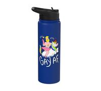 Gay AF Rainbow Unicorn Cowboy LGBTQ Lesbian Queer Pride Stainless Steel Insulated Water Bottle