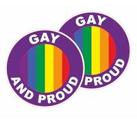 Gay and Proud Rainbow Pride Flag Stickers, Vinyl, Self Adhesive, 97mm x 97mm, Pack of 2