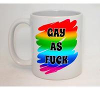 Gay As F*ck Ceramic Mug Great Funny Rude LGBTQIA+ LGBT Rainbow Gift