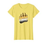 Gay Bear Paw Pride Distressed T-Shirt, Women, Lemon Yellow, 3X-Large