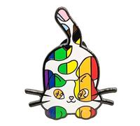 Gay Cat Pin | Subtle LGBT Progress Pride Flag Calico Cat Enamel Pin in Trans BIPOC Inclusive Pride Flag Colors | Rainbow Cat Pin, S, enamel, not known