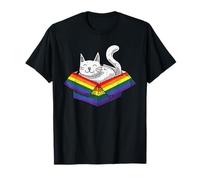 Gay Cat Pride Rainbow Cute Kitten Kitty Proud LGBT-Q Ally T-Shirt
