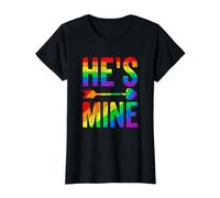 Gay Couple Hes Mine Boyfriend Husband Value Graphic T-Shirt, Women, Black, S