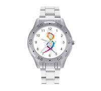 Gay DNA Science Watches for Men Business Dress Watch Analog Quartz Wristwatch Stainless Steel Band