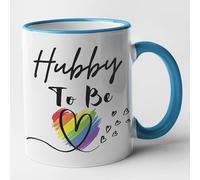 Gay Engagement Couples Mug Set - Hubby/Husband to Be (Blue/Blue)